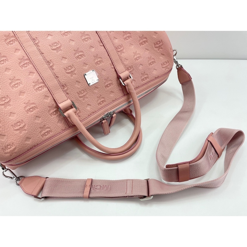 MCM Weekend Bag Boston Leather Pink - Picture 8 of 12